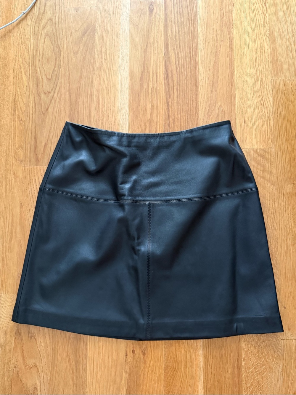 Ted Baker Black Leather A-Line MiniSkirt